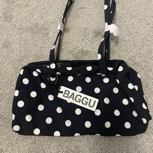 BAGGU Nylon Bowler Bag Black White Polka Dot